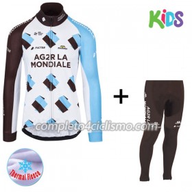 Completo Maglia Ciclismo + Calzamaglia 2017 AG2R La Mondiale Bambino N001 Winter Invernale